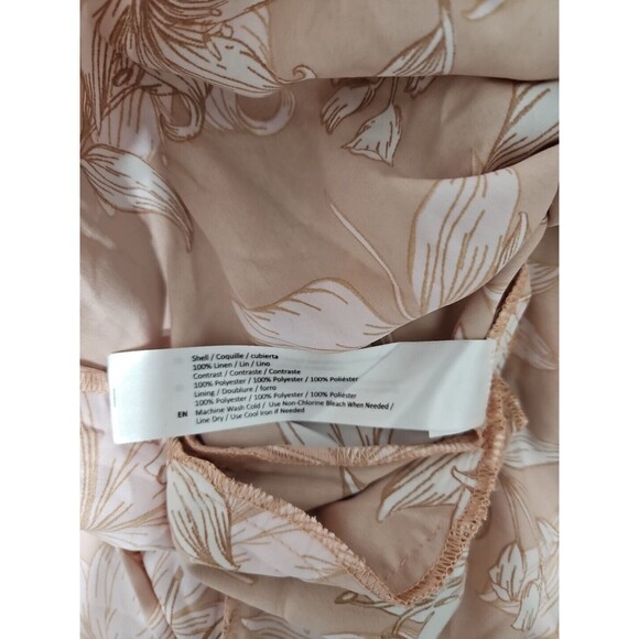 Land of the Free Maxi Dress Smocked Smocked Back Floral Tan Linen Bustier NWT - Picture 7 of 7